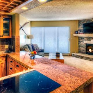 One Bedroom Suite Living Room Fireplace in Building 4 at Beaver Run Resort in Breckenridge