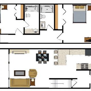 2 Bedroom Suite Floor Plan at Beaver Run Resort in Breckenridge 